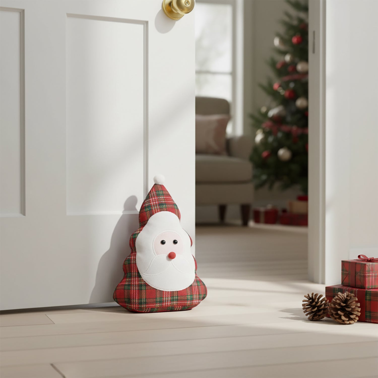 VESTIAMO CASA GRAN NATALE - Fermaporta Albero Natalizio Tartan h27 cm